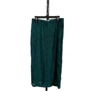 AFRM–Midi‎ Skirt –Lace–Evening Wear –Nylon Blend –Emerald Green–Women-S